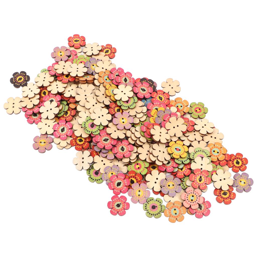 Flower Buttons Retro Rich   Vivid Colors   Wood Wide Application Craft Buttons for Clothing Bag
