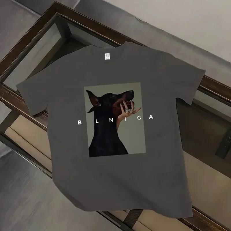 

Летняя футболка большого размера из 100% хлопка, футболки Harajuku, мужская одежда, хип-хоп футболка, женские топы, готический доберман, принт, уличная одежда XXXXXL серый