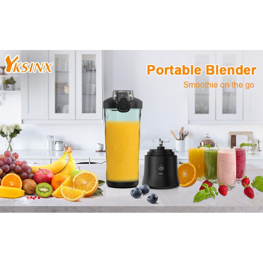 600ml Portable Blender 240W USB Rechargeable Electric Juicer with 6D Blades, BPA-Free, 4000mAh Lithium Battery, Quick Charge, Small Container for