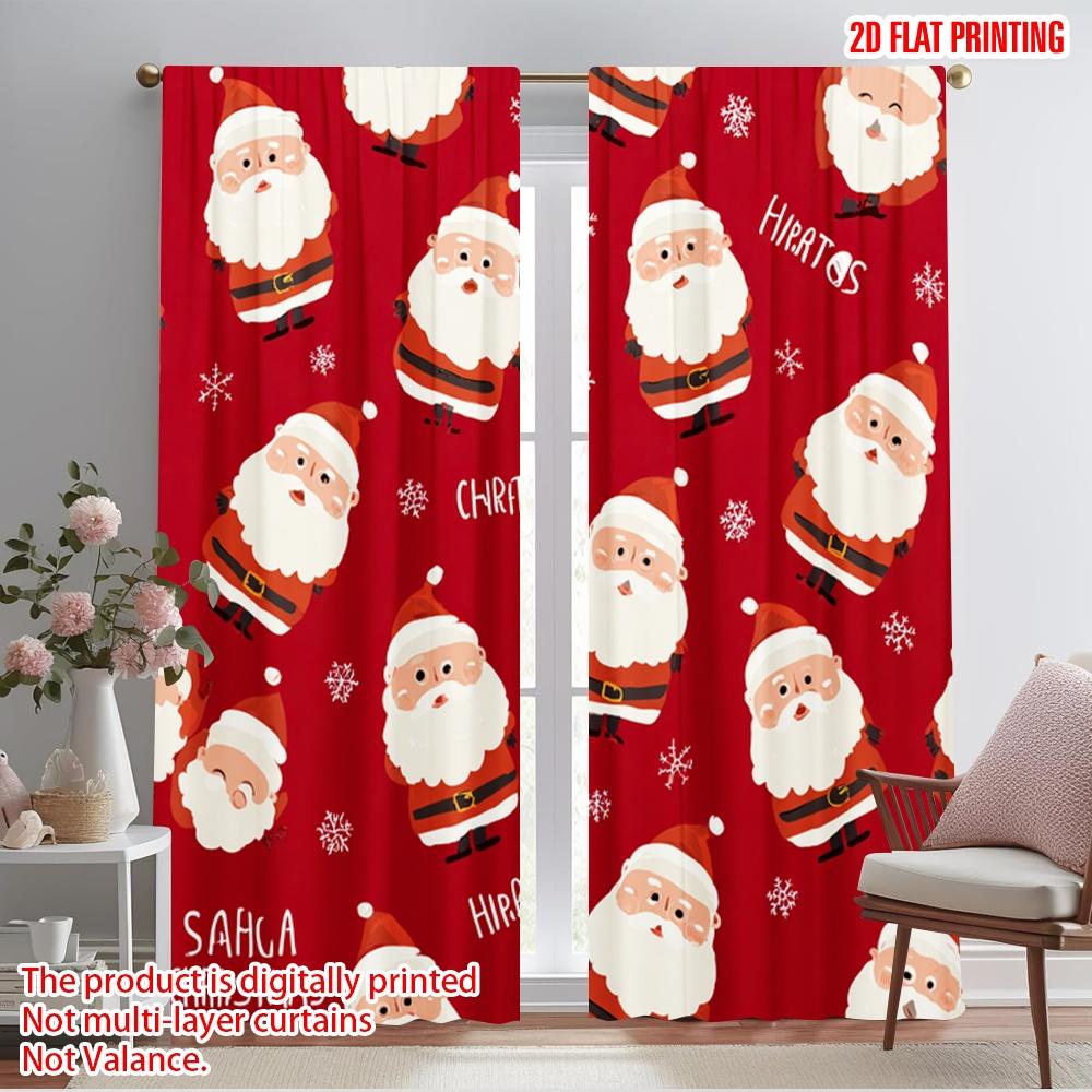 

2pcs,2D plane printing Window Curtain Father Christmas1 Versatile Polyester (without rod) Decorations For Home Use for Living 52.50×116.00 CM 2pcs