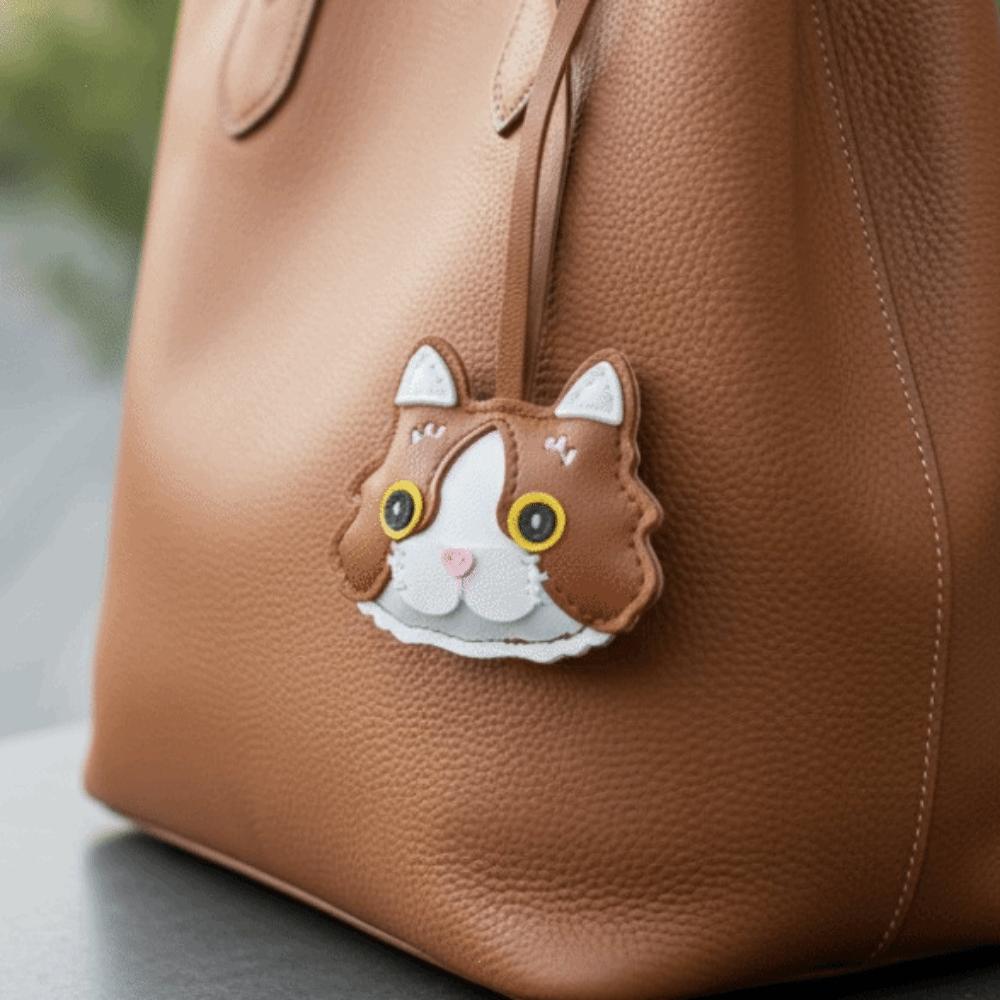 Doll Kitten Cat Leather Pendant Leather Animal Bag Hanging Funny Cat Leather Keychain  Outdoor