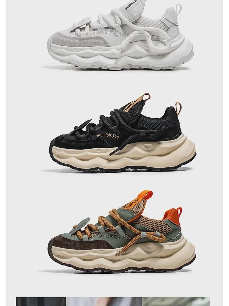 Xuheng Men's Summer Mesh Sneakers: Breathable, Thick Sole, Height-Enhancing, Non-Slip, Stylish for Leisure and Running