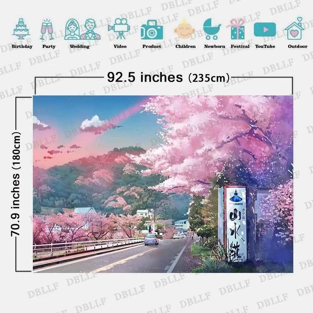 Anime Scenery Tapestry Japanese Mountain With Cherry Blossom Tapestries Sakura Village Wall Tapestry for Bedroom
