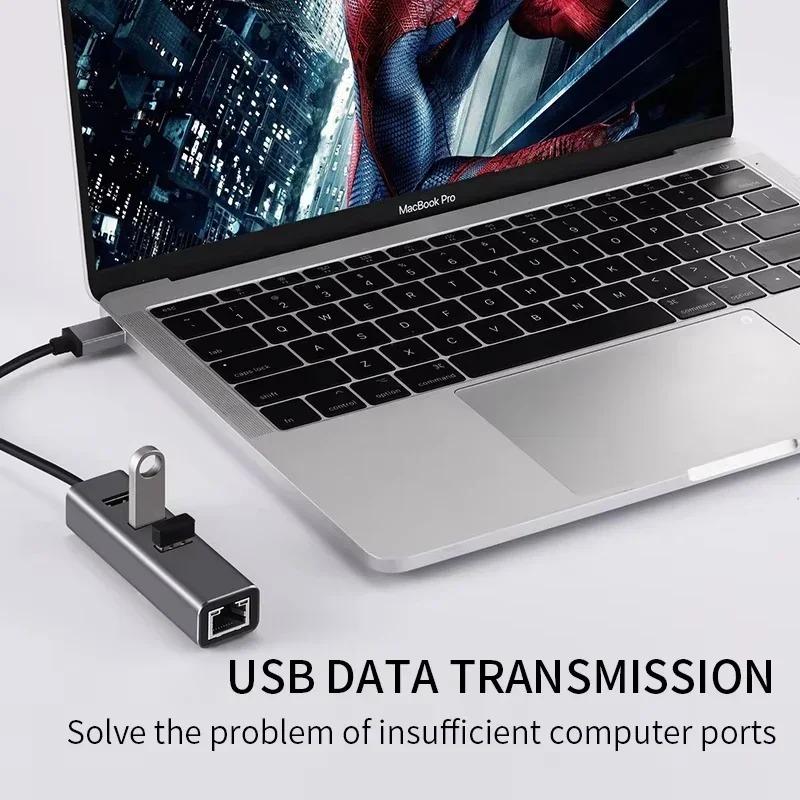 USB 3.0 Type C HUB 1000Mbps Ethernet Adapter USB 3.0 Network Card to RJ45 Lan Hub for MacBook Laptop Computer