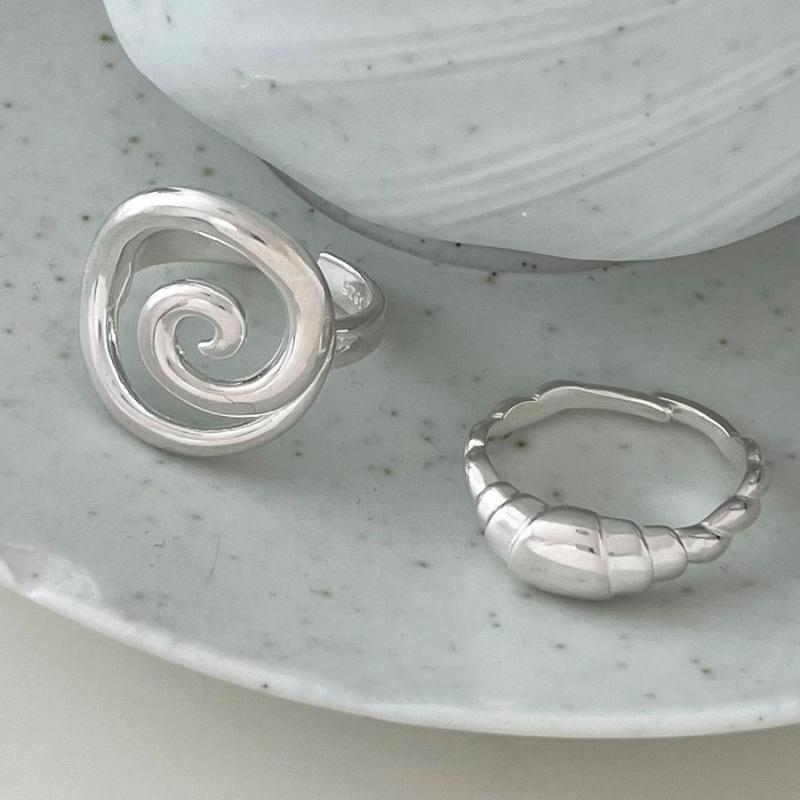 Silver Plated Spiral Rings for Women Copper Metal Croissant Open Index Finger Ring Fashion Jewelry Party Gifts