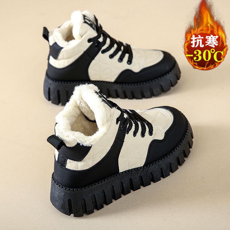 Girls Snow Boots Winter 2025 Fleece Thickened Medium and Older Children's Cotton Shoes Large Cotton Shoes Medium and Older Children's Girls Cotton