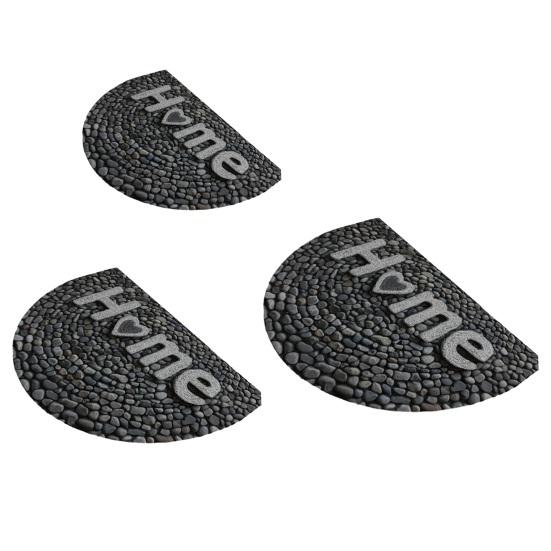 3D Pebbles Welcome Mat Realistic Stones Pattern Floor Mat Semi-Circle Door Mat with Anti-Slip Backing for Front Door Entrance Porch Bathroom Kitchen