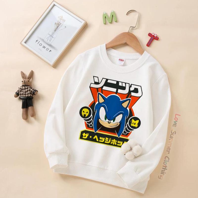 Popular Kids' Character Hooded Sweatshirt Ages 4-14 Sonic HD Print Boys Pullover Girls Hedgehog Fall Hoodie Long Sleeve New Arrivals for Autumn