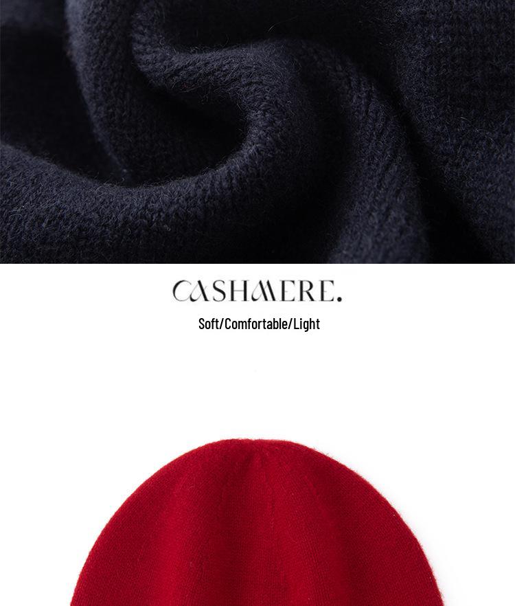 Women's 100% Pure Cashmere Knit Hat - Warm, Versatile, New Autumn/Winter Style