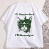Funny Cat Shenanigans Tshirt Casual Round Neck Printed Cute Cat T Shirts Vintage Cotton Short Sleeve Round Neck Tee Shirt