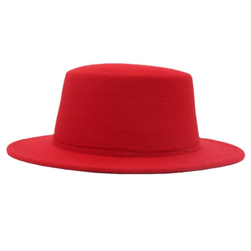 French Top Hat, Flat Top, Small Brim, Wool Solid Color Gentleman And Lady Versatile Felt Hat