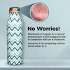 Pure Copper Water Bottle 1 Litre Alkaline and Anti Oxidant 100% Leak Proof, Office ,Modern Tamba Bottle(Chevron, Teal Blue)