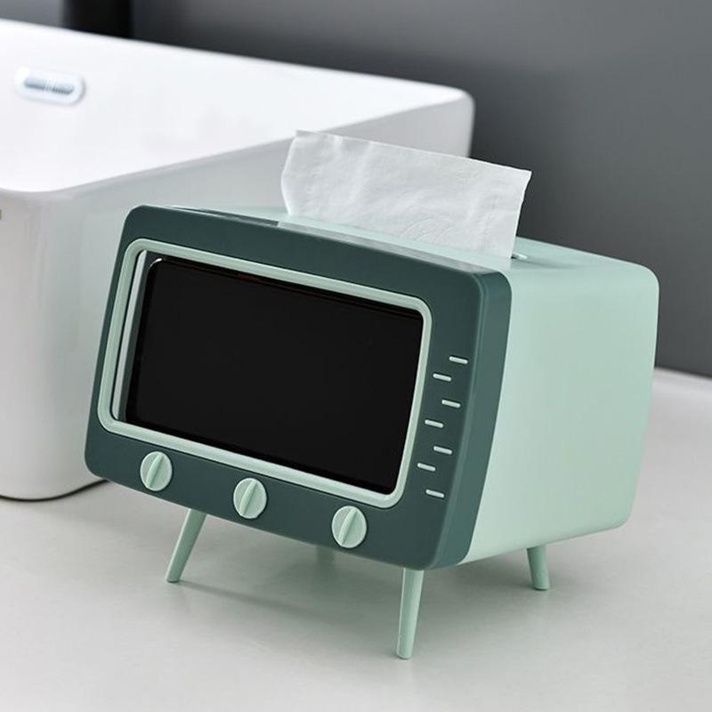 Multifunctional TV Shape Tissue Boxes Creative Phone Holder Sundries Storage Desktop  Paper Holder Organization Decoration