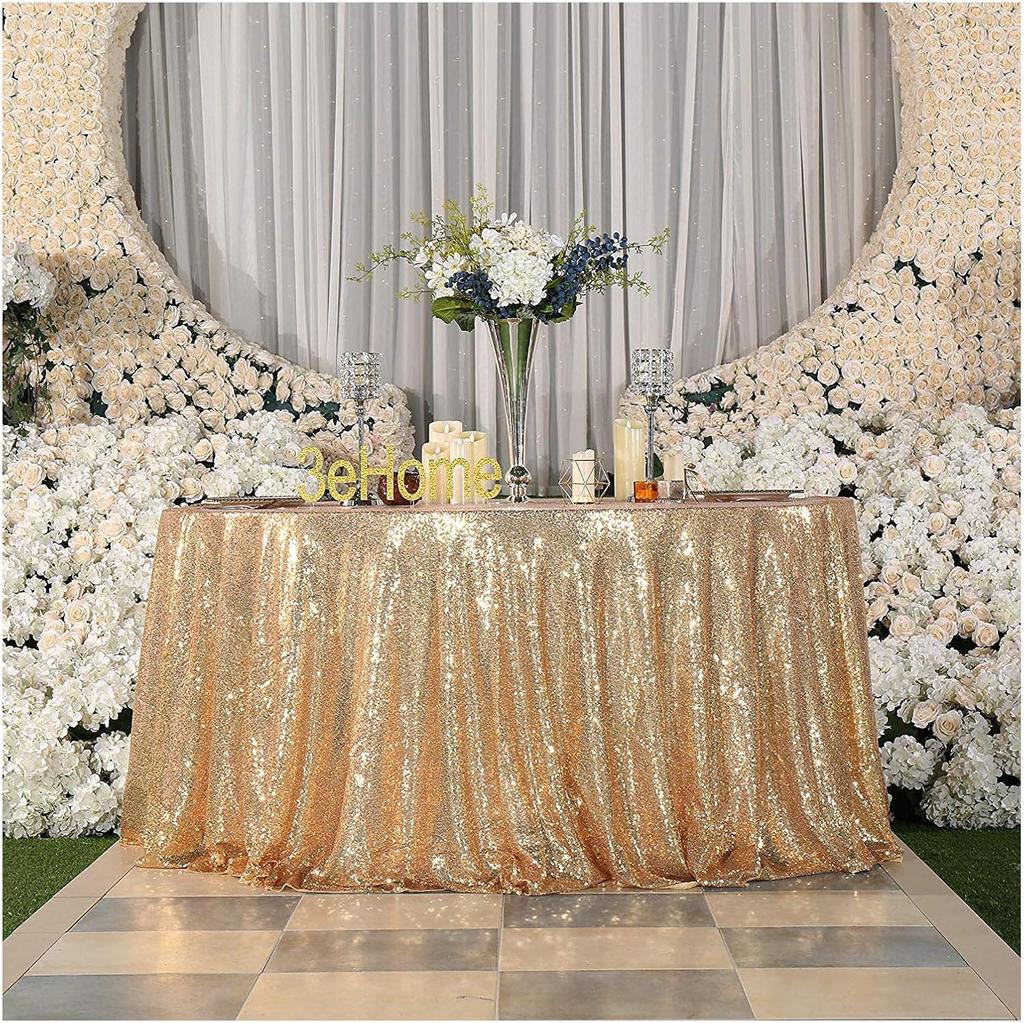 Wedding Banquet Decor Round Solid Color Tablecloth Cloth Art Sequin Table Cover for Party Cake Dessert Table Exhibition Events
