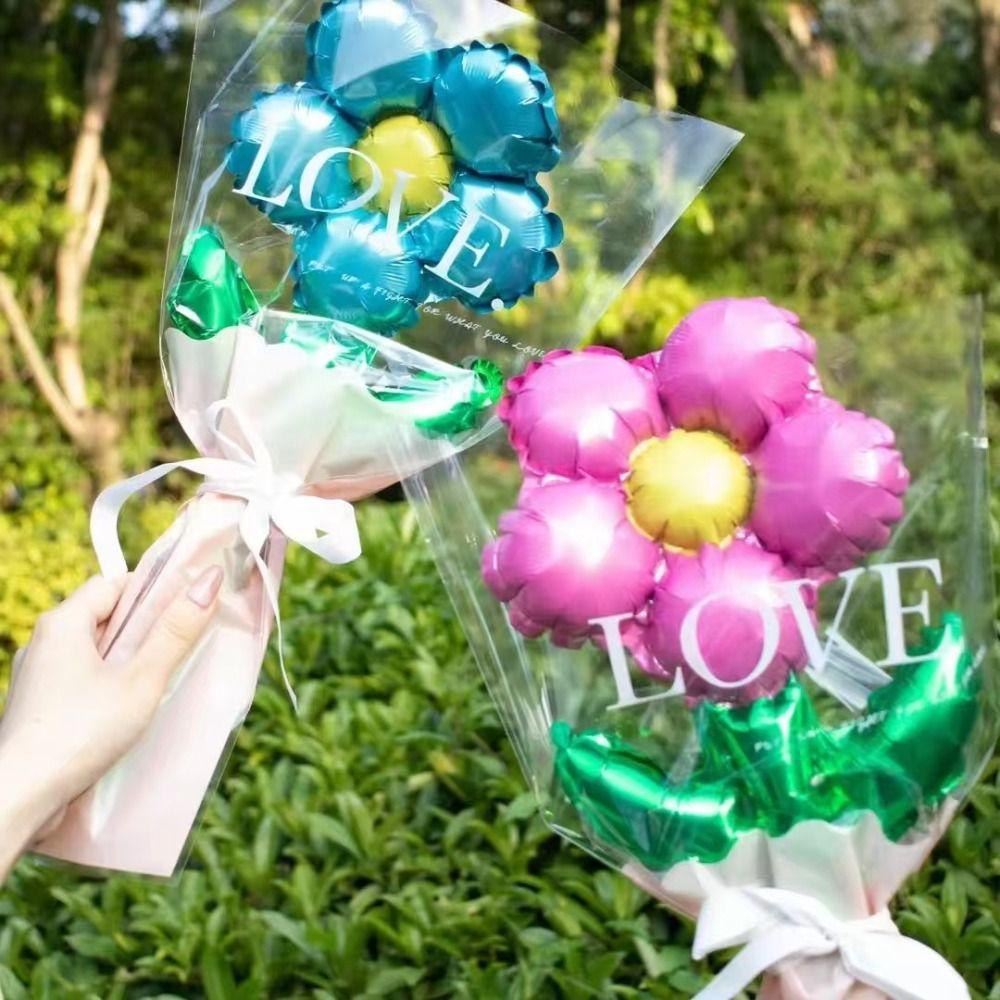 10pcs Romantic Daisy Rose Flower Balloon Colorful Five Petal Flower Balloon  Valentine’s Day Gift