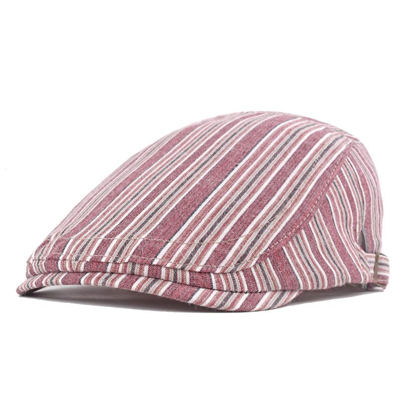 Berretti da Newsboy a Strisce in Cotone Primavera Autunno Berretti Piatto con Visiera Berretti da Pittore Berretti per Uomo e Donna