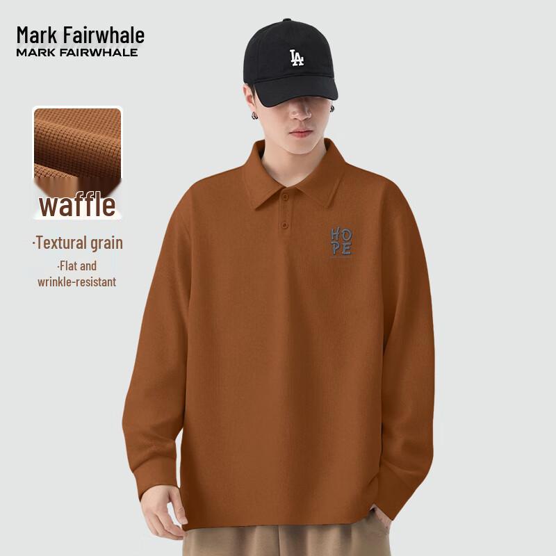 Mark Fairwhale Men s Waffle Long-Sleeve Polo Shirt 5XL