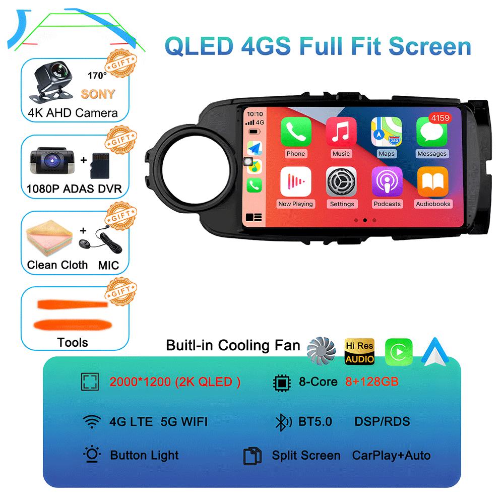 Car Radio For Toyota Yaris LHD RHD 2012-2017 Multimedia Stereo Video Player Android 14 BT DSP Auto Carplay GPS Navigation