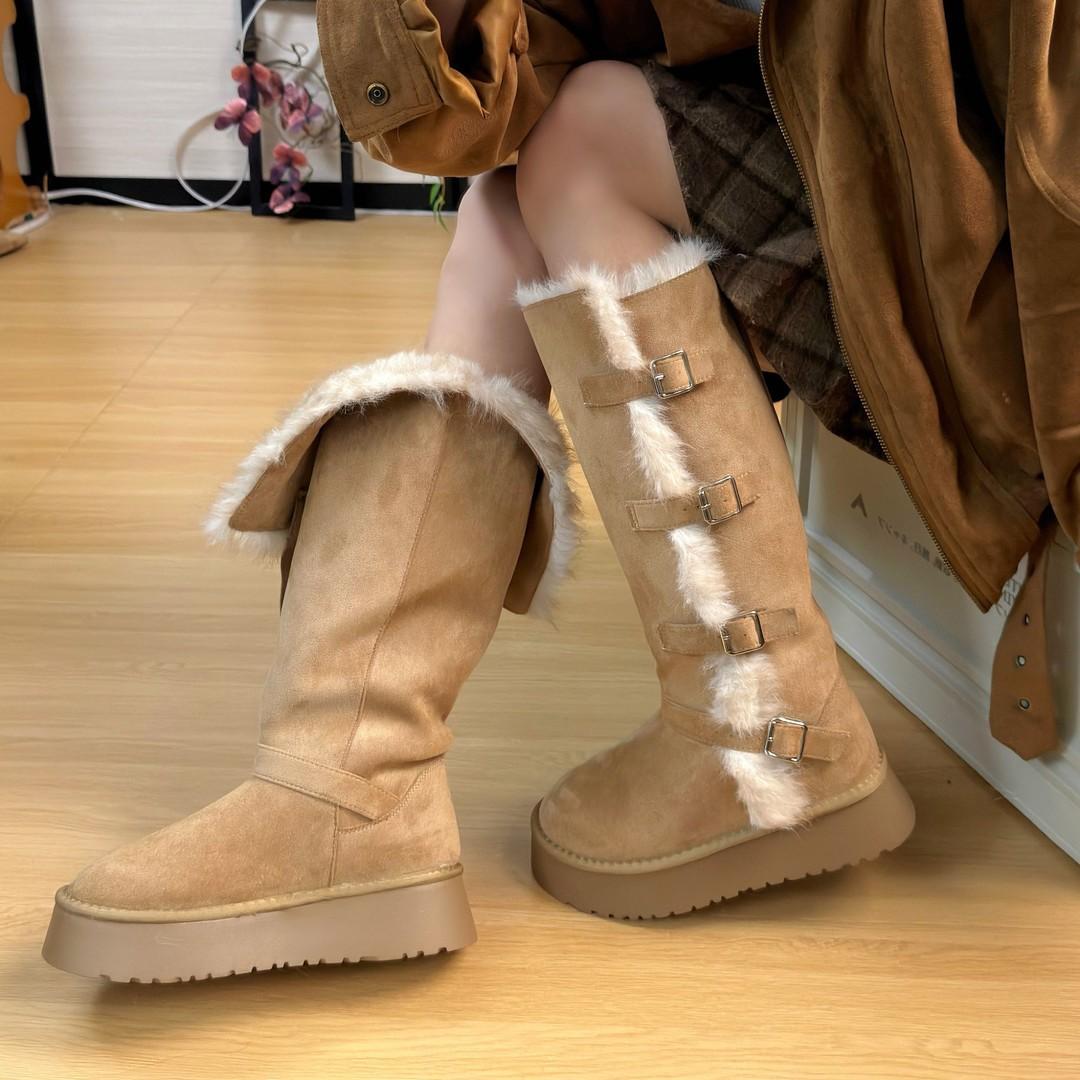 Snow boots women s new winter piled thickened cotton shoes thick-soled warm cotton boots plush boots 40 хаки 5000₽