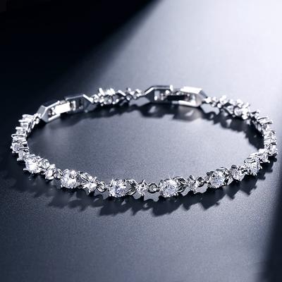 ZAKOL Exquisite Zircon Leaf Bracelets for Women Sliver Color Crystal Men Bangles Fashion Heart Zircon Girls Party Zircon
