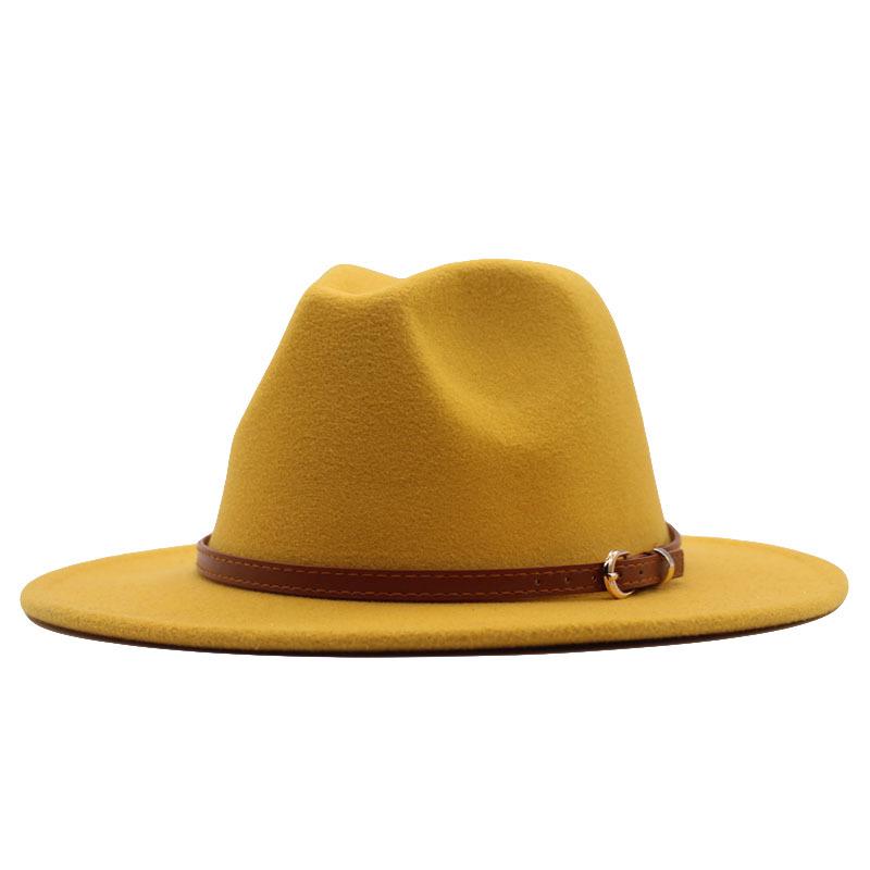 Women's Wool Fedora Hat with Flat Brim - Autumn/Winter Accessory in Solid Black Jazz Style