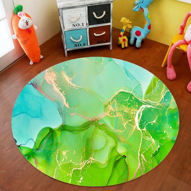 Marble Quicksand Round Carpet Living Room Office Chair Mat Computer Desk Mat Bedroom Decorative Mat Bedroom Coffee Table Mat
