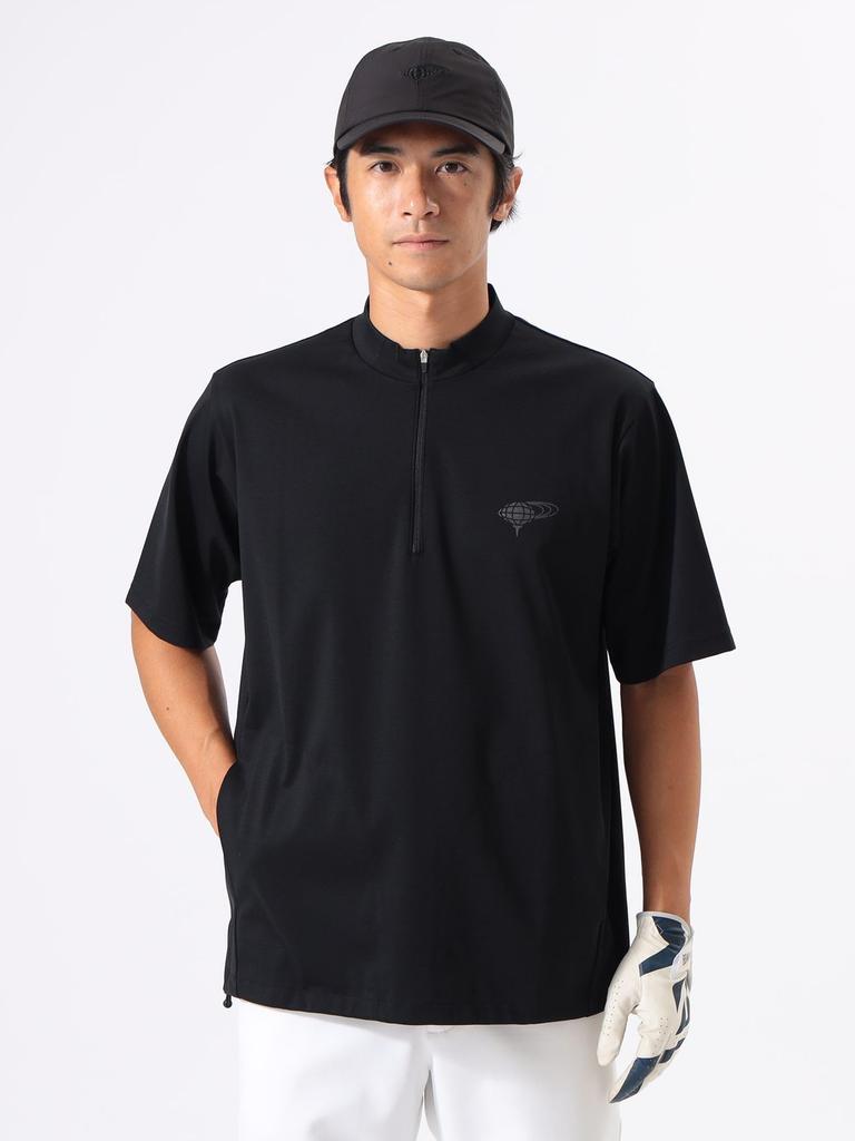 Beams Golf Orange Label Mock Neck Shirt with Drawcord Size S Men's Half-Zip Hem, Stretch, Black,