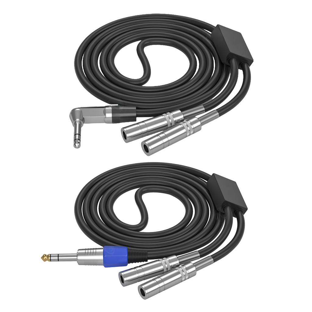 Gold Plated 6.35mm 1/4 Inch Splitter Y Cable 1/4 Inch 6.35mm To Dual 1/4 Inch 6.5mm Jack Audio Aux Cable for PC Mixer
