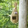 Natural Grass Weaved Bird Nest Handwoven Straw Bird Cage Bird Hut for Yard Decoration Outdoor Garden Hanging Nest Bird Accessory