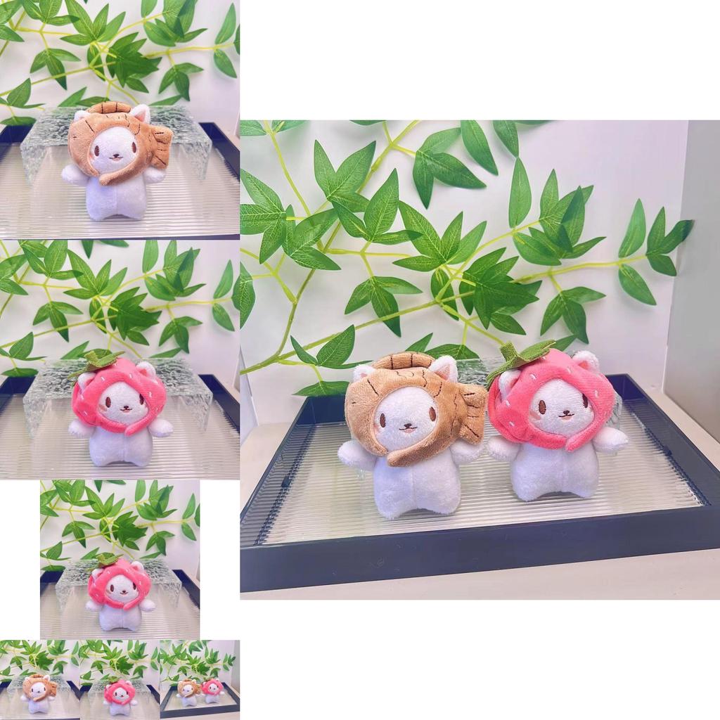 Adorable Cute Cat Fish Plush Toy Headset Keychain Soft Pp Cotton Doll Accessory