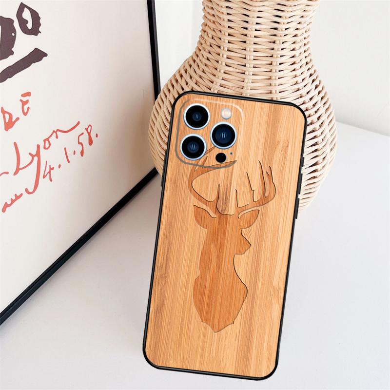 Wolf Bike Butterfly Wood Funda For iPhone 16 15 Pro 14 Pro Max Plus 11 13 12 Mini X XS XR Phone Case