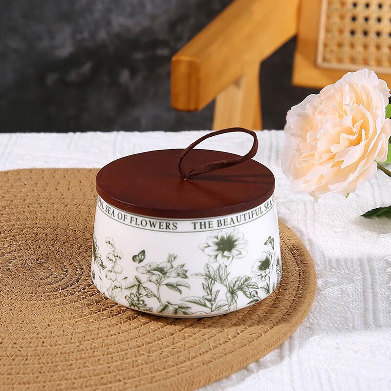 Butterfly Green Ceramic Condiment Jar