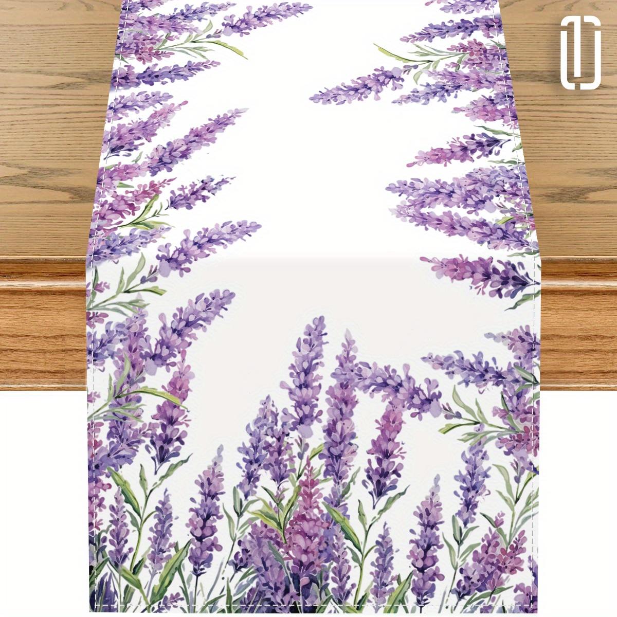 Jingyue Pet Purple/Lavender Spring Linen Table Runner Wedding Party Decor Seasonal Summer Flowers Table Runners Kitchen Dining Table Decor