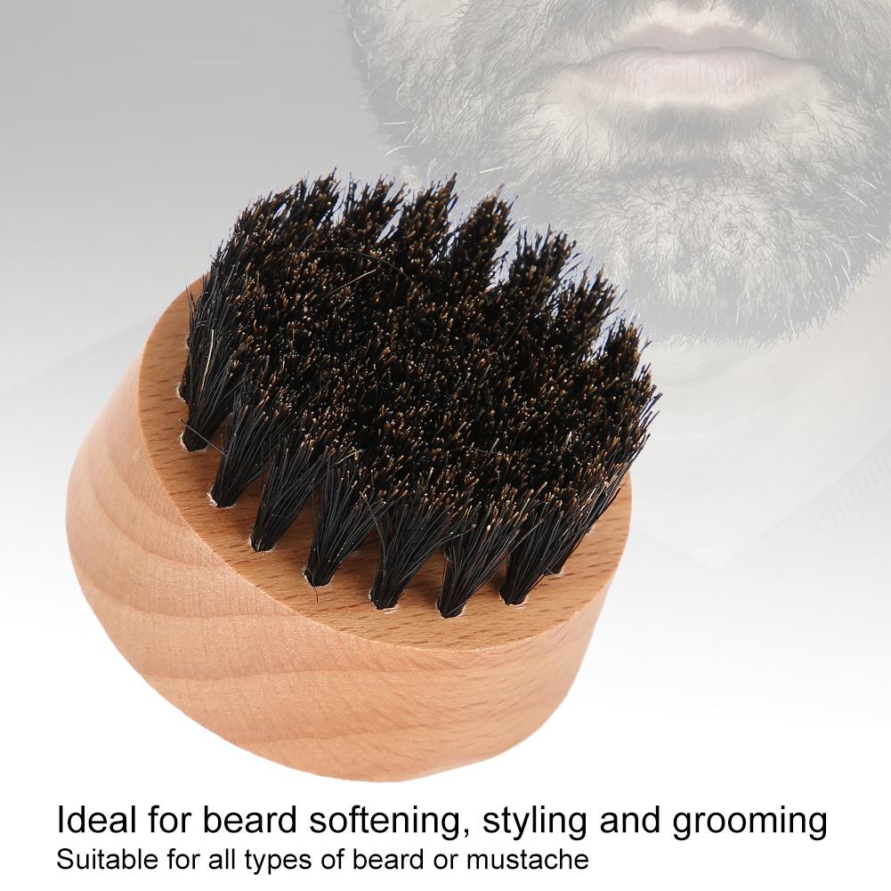 Men Natural Faux Boar Hair Wood Handle Beard Cleaning Shaving Shaping Brush (Beech)