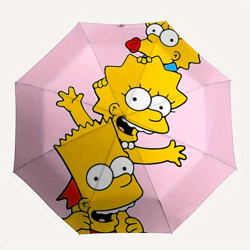 

1pc SimpsonsDesign Automatic Open/close Folding Umbrella - Compact Travel Umbrella, Heavy-Duty 8-Rib Construction y2507