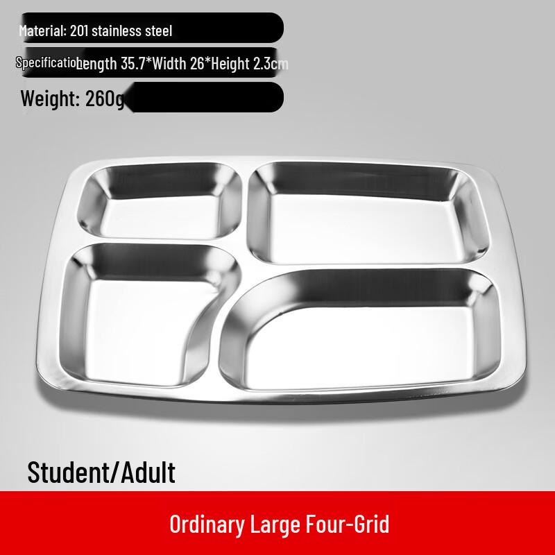 304 Stainless Steel Divided Meal Tray