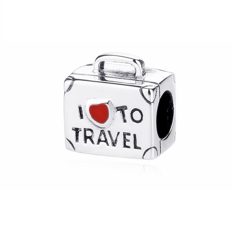 NEW Fit Silver Europeans Bracelet DlY Women Jewelry Gift Pink Travel Purple Backpack Charm Shopping Bag Dangle Bead