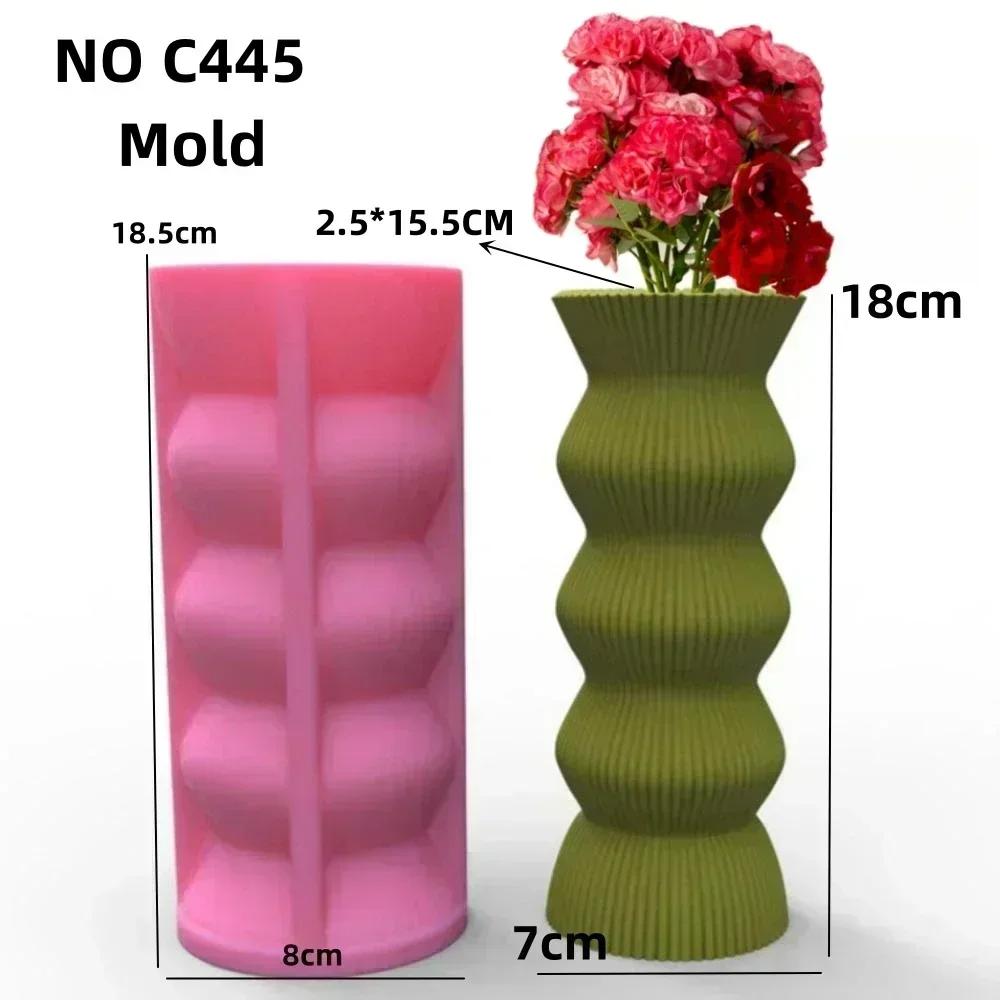Nordic Striped Donut Cylindrical Vase Epoxy Resin Silicone Mold Circular Ring Donut Vase Concrete Cement Gypsum Silicone Mold