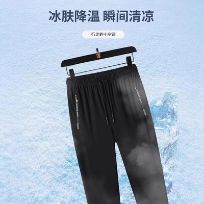 Ice Silk Pants Men's and Women's Sports and Leisure Elastic Large-size Nylon Air-conditioning Pants