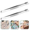 2Pcs Nickel Plated Steel Stamp Tweezers Round Spade Tip Philately Tools For Beads Objects Industrial Hand Collecting Tweezers
