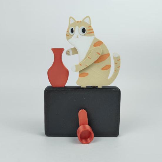 Jijijing Cat Pushing Vase Refrigerator Magnet, 3D Printed Whiskers Holder Pet Memorial Keepsake Decoration, Gift for Cats Lovers