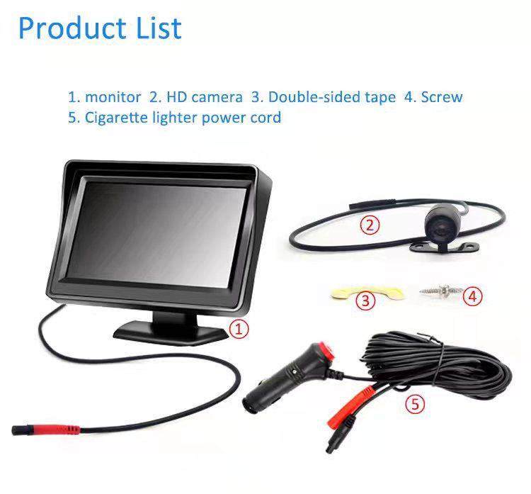 

4,3-дюймовый настольный монитор с двойным входом и камерой заднего вида с питанием от прикуривателя