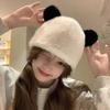 Korea Cute Bear Ears Knit Cap Autumn and Winter Warm Cute Bear Ear Earflap Hat Beanies Cap Warm Thick Winter Hat Cycling Ski Pullover Cap