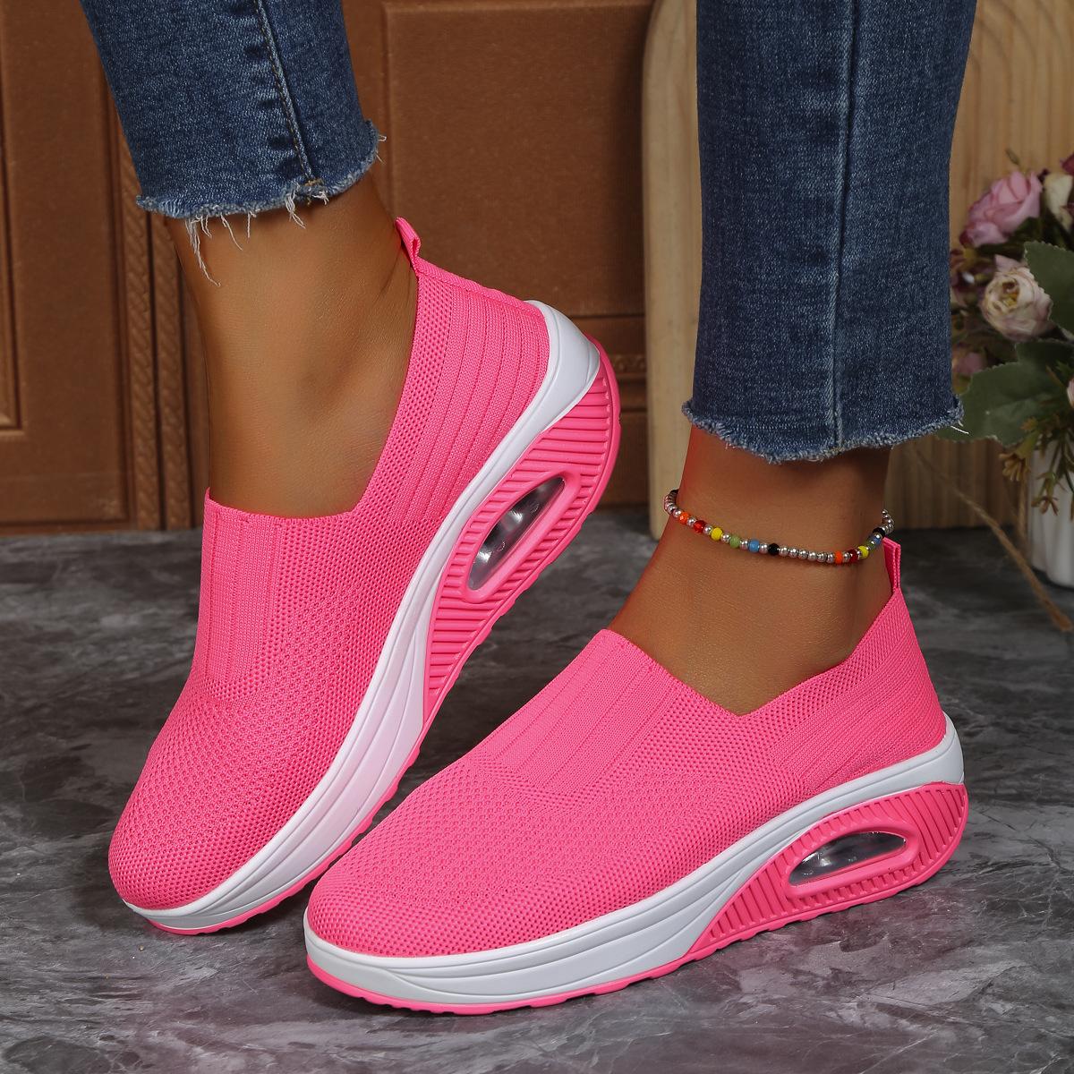 

Женская обувь kick fly плетение уличная сетка воздушная подушка спортивная обувь Фуцзянь 44 горячий розовый