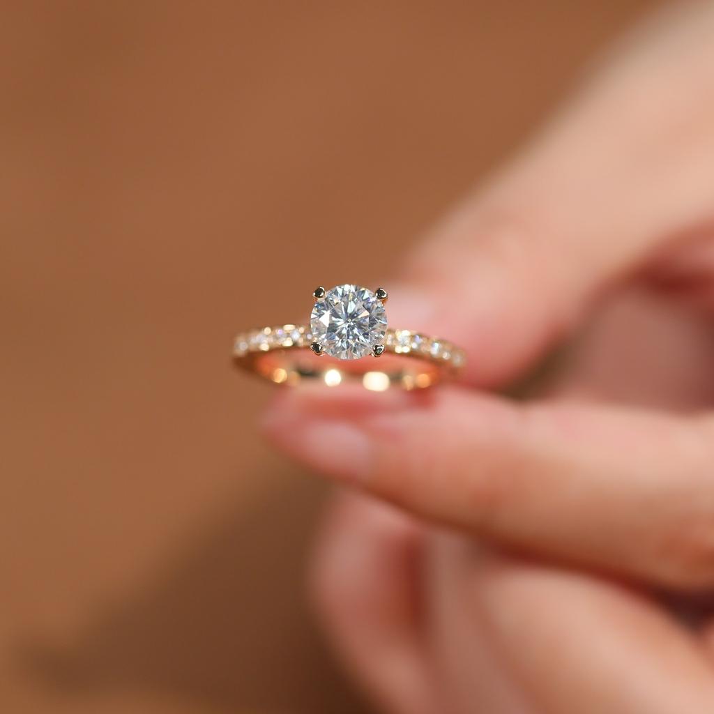 Sace Gems GRA Certified 1ct Moissanite Ring VVS1 Lab Diamond Solitaire Ring for Women Engagement Promise Wedding Band Jewelry