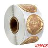 100-500pcs 1inch Vintage Kraft Paper Handmade With Love Stickers for Package Thank You Stationery Adhesive Labels Baking Seals