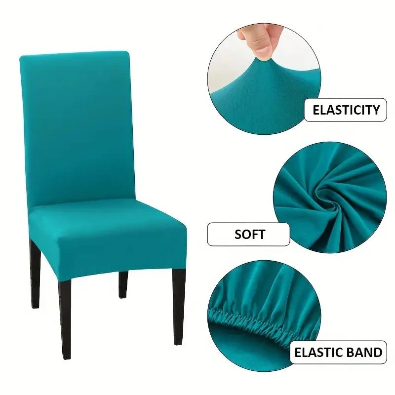 4PCS/6PCS Four Seasons Solid Color Elastic Chair Covers for Home, Hotel, and Restaurant