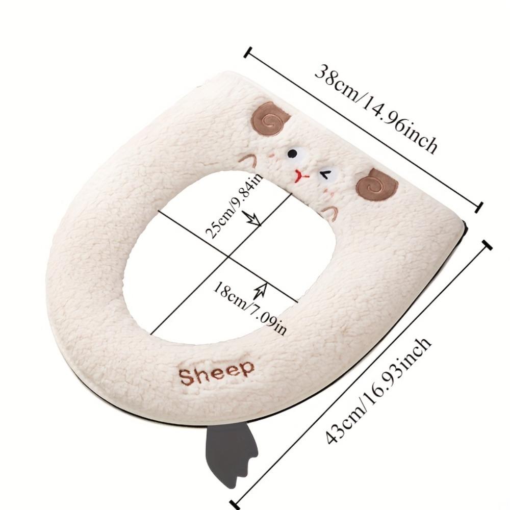 Cartoon Toilet Seat Cover Winter Zipper with Lifter Universal Toilet Seat Cover Home Use Bathroom Decor Toilet Set Accessories