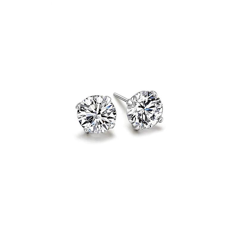 Silver Allergy Prevention Ear Hole Care Piercing Bone Stud Earrings 3/4/5/6/7MM Round Zircon Jewelry Accessories
