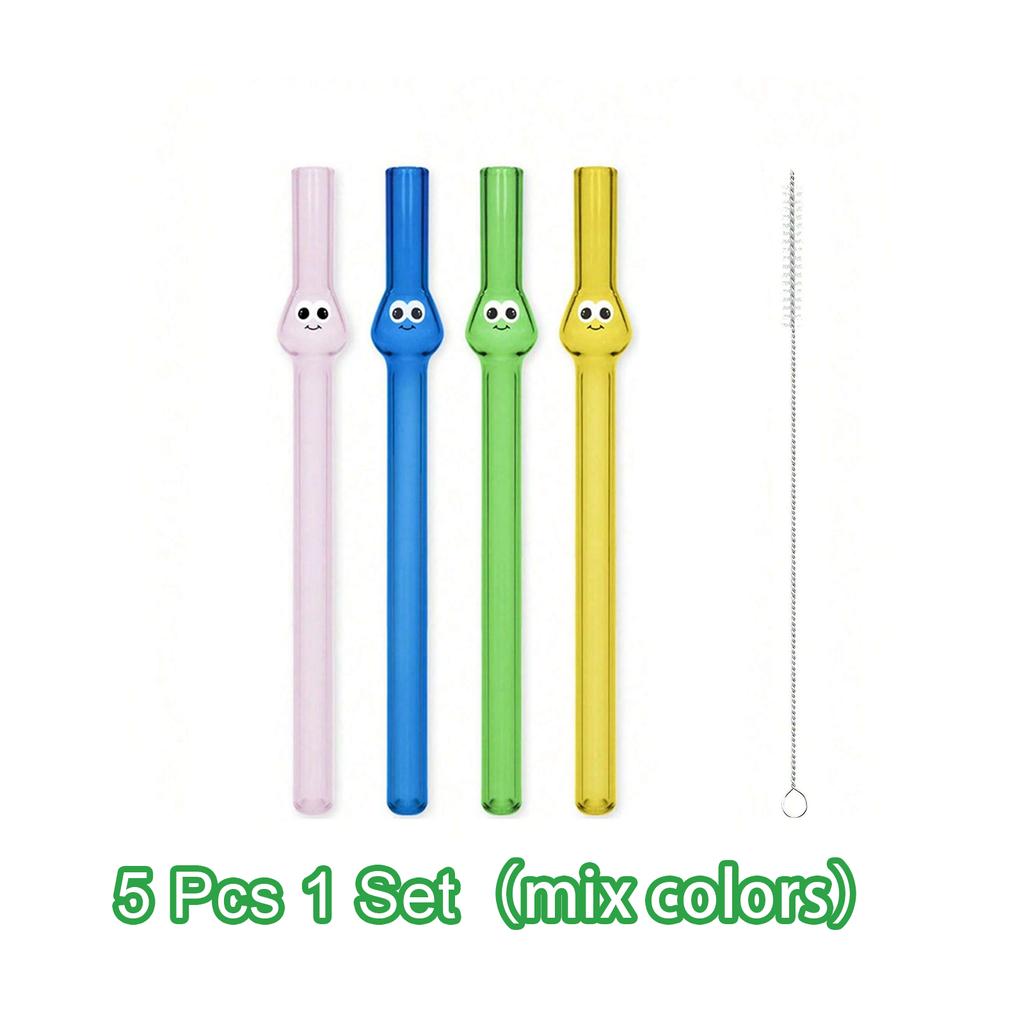 Colorful Creative Reusable Glass Straw,For Milk Tea,Coffe,Juice,Milk,Cold Drink,Heat-Resistant Wide-Bore Glass Straws